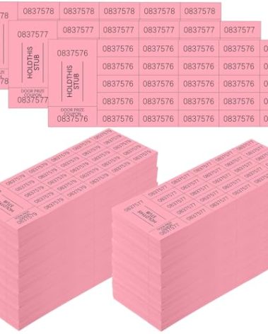 Kosiz 2000 Sheets Raffle Ticket 25 Bid Chinese Auction Tickets Tricky Tray Basket Raffle Sheets for Back to School Class Rewards Carnival Door Prizes Events(Light Red)