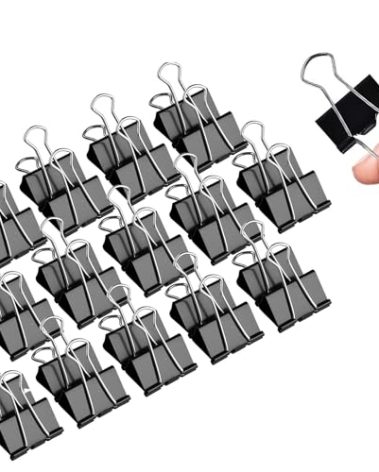 Small Binder Clips, 144 Pack, 1 Inch, Black, Standard 25mm, Metal Paper Clips, Fold Clamp, Office Clips, Capacity 0.47 Inch, Office and School Supplies