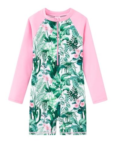 LIBREDGE Girls Long Sleeve Swimsuit Kids Swimming Suits for Girls One Piece Modest Swimsuits with UPF 50+ Size 12