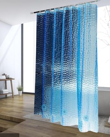 jssablo Blue Shower Curtain Liner, 100% Waterproof EVA 3D Shower Curtains with 3 Duty Heavy Bottom Magnets and 12 Rust Proof Grommets, 72x72 Weighted Shower Liner for Shower Stall, Bathtubs