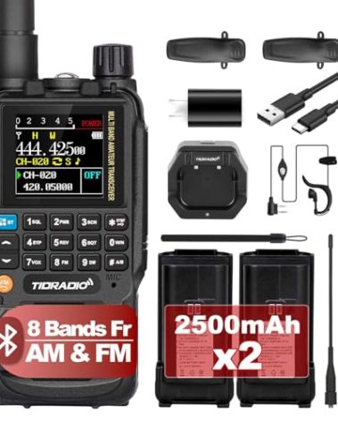 TIDRADIO TD-H3 GMRS Radio Handheld, USB-C Charging & Programming, Multi-Band Two Way Radios Long Range, NOAA FM AM, Copy Frequency, Rechargeable Walkie Talkies with 2500mAh Battery (x2), 1 Pack-Black
