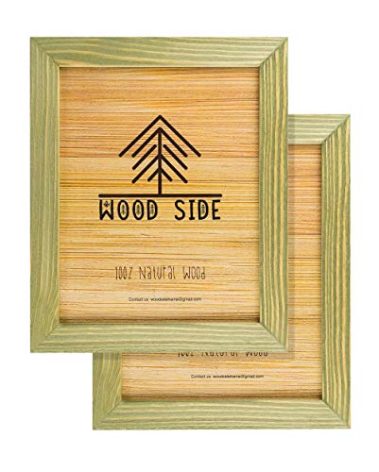 Rustic Wooden Picture Frames 8x10 - Olive Green - Set of 2-100% Natural Eco Solid Wood and High Definition Real Glass for Wall Hanging and Tabletop Photo Frame