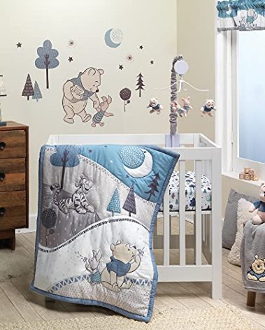 Lambs & Ivy (LAMCR) Forever Pooh 3-Piece Mini Crib Bedding Set, Blue (780020)