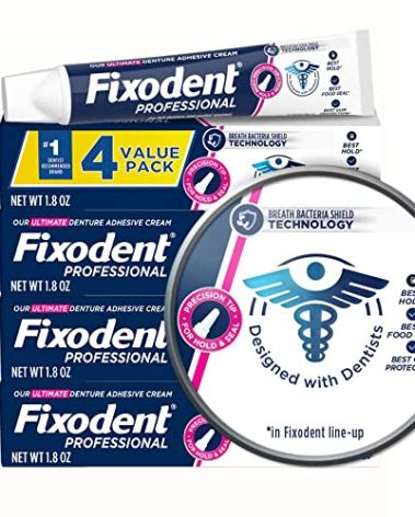 Fixodent Professional Ultimate Denture Adhesive Cream for Full and Partial Dentures, 1.8 oz, 4 Pack