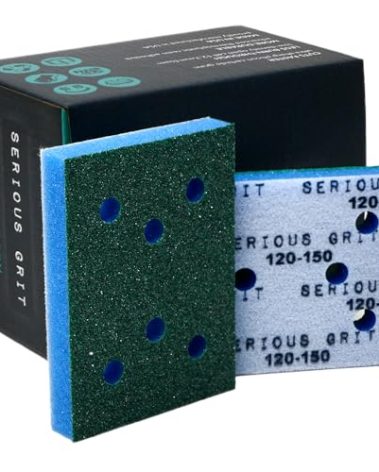 Serious Grit - 3" x 4" Foam Abrasive 120-150 Finish Sanding Pads - Fits Surfprep, Uneeda Ekasand, & Mirka - 1/2" Thick Soft Foam Hook & Loop Sandpaper Pads for 3x4 Sanders - Made in USA - 10 Per Box