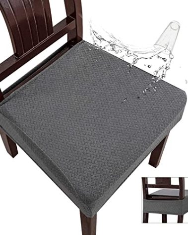 Genina Waterproof Seat Covers for Dining Room Chair Covers Waterproof Dining Chair Covers (6 PCS-Rear-gapped, Dark Gray)
