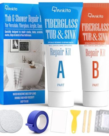 Tub Repair Kit White, Tub Chip and Bathtub Repair Kit for Enamel, Fiberglass, Acrylic, Porcelain, Patch and Repairs Chips, Crack, Scratches, Rust, Holes on Tubs, Toilet, Sink, Shower, Tray in Bathroom