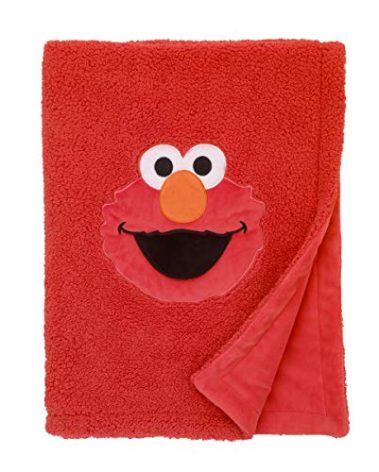 Sesame Street Elmo Red Soft Plush Sherpa Toddler Blanket with Applique