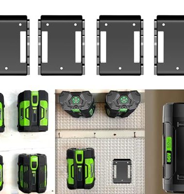POBNRA 4 Pack Battery Holder Wall Mount Compatible with EGO 56V Accessories Tool Storage Rack Hanger Under Shelf fits All