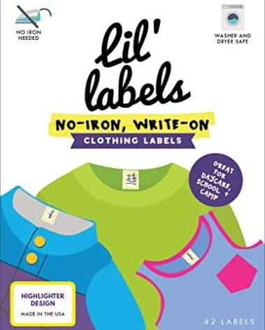 Clothing Labels, Name Labels, Washer and Dryer Safe, No-Iron, Labels for Daycare, Washable, Write-On, Made in The USA, Highlighter Design, Set of 1