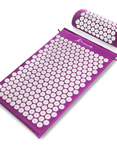 ProsourceFit Acupressure Mat and Pillow Set for Back/Neck Pain Relief and Muscle Relaxation, Purple