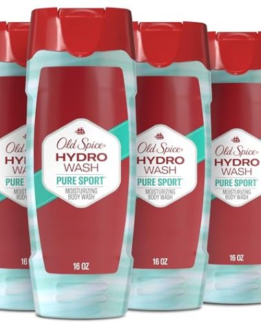 Old Spice Moisturizing Body Wash for Men, Hydro Wash, 2-in-1 Long Lasting Scent & Deep Hydration, 24/7 Shower Fresh, Pure Sport Scent, 16 oz (Pack of 4)