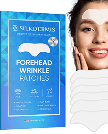 SILKDERMIS Forehead Wrinkle Patches 12Pcs with Aloe, Collagen, Vitamin E, Anti Wrinkle Patches, Forehead Wrinkles Treatment