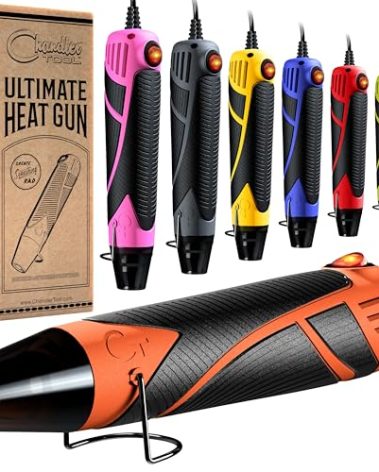 Heat Gun for Crafting, Mini Dual Temp Hot Air Gun Tool for Epoxy Resin, Shrink Wrapping, Vinyl Wrap, Embossing, Electronics, Candle Making, Sublimation, Phone Repair & DIY (Orange/Black)