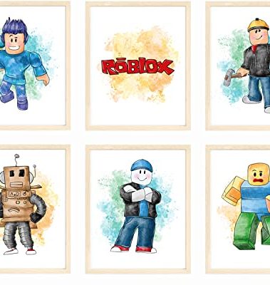 Nistio® Roblox Posters, Mining Pixel Fun Prints, Gamer Themed Wall Decor, Video Gamer Posters, Posters for Boys Room, Set of 6 Prints, Unframed, 8x10 inches