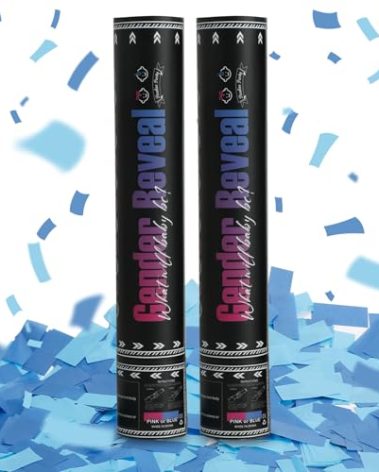 Gender Reveal Blue Confetti Cannon, DOUKEE Biodegradable Navy and Blue Tissue Confetti Poppers for Boy Baby Shower Party Favors, 2 PK (12 in)