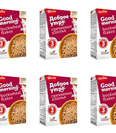 Uvelka Buckwheat Flakes Pure Grain 400g (14.1 oz) From Russia Kosher Pack of 6