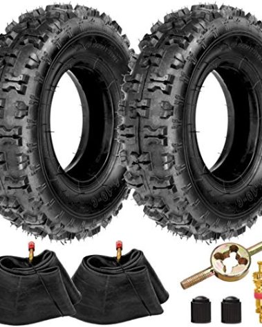 FVRITO 4.10-6 4.10/3.50-6 NHS Tire and Inner Tube for Go Kart Chinese ATV Quad 4 Wheeler Mini Bike Lawn Equipment Garden Rototiller Snow Blower Wheelbarrow lawn Tractor with bent Valve Stem Set of Two