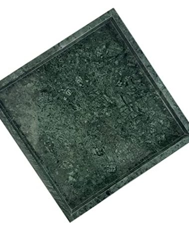 StonePlus Natural Marble Square Neat Makeups Organizer/Bathroom Vanity Tray for Razor Towel Toothpaste (9.84x9.84x1.18in, Green)