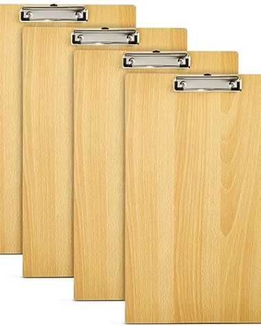 Extra Large Clipboard Pack - 4 Tabloid Clipboards, Extra Large 11.5 x 17.5 in Wooden Ledger - Solid Hardwood & Metal Low-Profile Clip with Hook for Classroom & Office Use