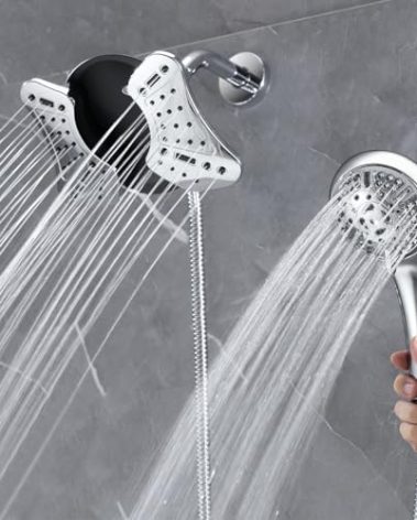 GRICH Shower Head with Handheld Spray Combo: 2 in 1 Rainfall Shower Heads high pressure & Handheld Shower Head, 9 Spray Modes/Settings Detachable Shower Head with Hose cUPC and CEC Certification