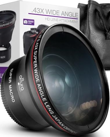 Altura Photo 58MM 0.43x HD Wide Angle Lens with Macro - Attaches to 58MM Filter Thread (Not Camera Body) - DSLR Accessories for Canon Rebel T7, T7i, T8i, T6i, T6s, T6, SL2, SL3, EOS 70D, 77D, 80D, 90D
