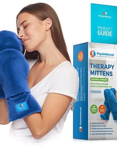 Microwavable Therapy Mittens with Flaxseed – Moist Heat Therapy Relief for Hands and Fingers in Cases of Stiff Joints, Trigger Finger, Inflammation, Raynaud's, Carpal Tunnel – Natural Unscented Gloves