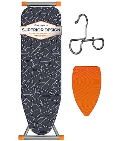 Bartnelli Ironing Board | Space-Saving and Ultimate Iron Board Experience 13x43 | Reinforced Steel Legs, Adjustable Height, 4-Layer Padding, Patent Folding System (BIBT-2110)