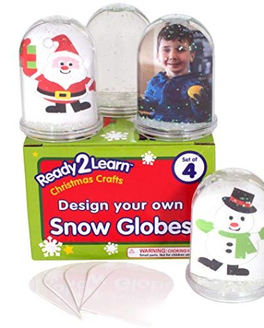 READY 2 LEARN Christmas Crafts - Design Your Own Snow Globes - Set of 4 - Christmas Snow Globes for Kids - Customizable Christmas Decorations for Home