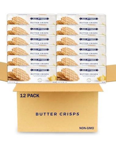 Jules Destrooper Butter Crisps - Caramelized Waffle Cookies, Certified Kosher Dairy, Non-GMO, Authentic Biscuits Made in Belgium - 3.5 Oz, Pack of 12