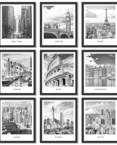 97 Decor Black White City Wall Art Print - Cityscape Pictures, Famous Architecture Landscape Artwork Wall Decor, European Buildings Poster, New York Skyline Photo (8x10 UNFRAMED)