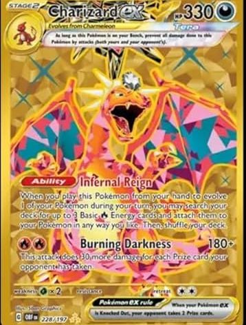Pokemon - Charizard ex 228/197 - Obsidian Flames - Hyper Rare - Gold Holo Card