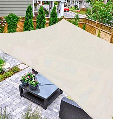 ASTEROUTDOOR Sun Shade Sail Rectangle 6' x 10' UV Block Canopy for Patio Backyard Lawn Garden Outdoor Activities, Cream