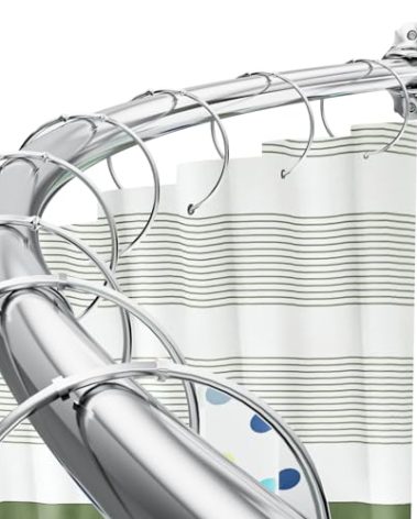 Curved Shower Curtain Rod, Adjustable 40-72 Inches Shower Rod Curved, Rustproof Expandable Stainless Steel Round Shower Curtain Rod, Heavy Duty Shower Rods for Bathroom, Bathtub, Need to Drill, Silver
