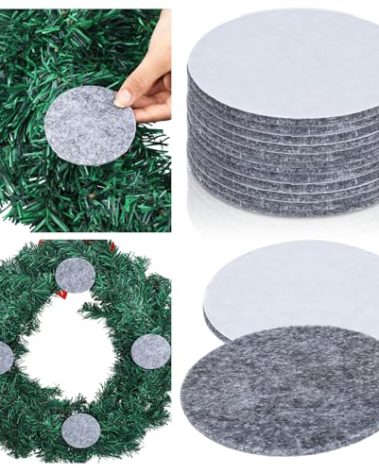 Maasechs 12 Pcs Christmas Wreath Pad Christmas Door Protector Felt Adhesive Non Slip Door Garland Wreath Backing Padding Prevent Decorative Protection for Xmas Holiday Scratch Dings Dent(Grey)