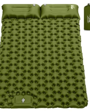 HiiPeak Double Sleeping Pad - Self Inflating 4" Extra-Thick for 2 Person with Pillow Built-in Foot Pump Inflatable Sleeping Mat for Backpacking, Hiking, Traveling, Tent, Portable Camping Mat