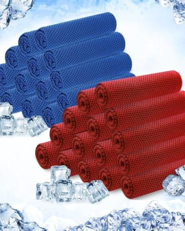 Hosuly 30 Pack Cooling Towels, 40"x12" Ice Breathable Chilly Sweat Rag Microfiber Workout Rags for Gym Towels for Neck and Face for Yoga Golf Sport Running(Dark Blue, Red)