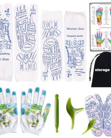 Cullevo Reflexology Socks with Tools,2 Pair Reflexology Socks with Massage Tool for Men Women, Reflexology Chart Socks with Trigger Point Massage Tool, Foot Massage Socks and Acupressure Socks