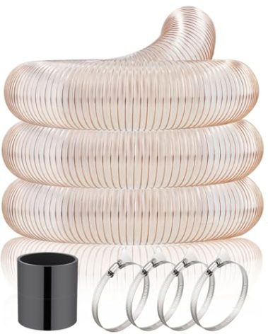 JUYO VONSAN 4 inch PU Heavy Duty Flex Hose - 30ft Clear Dust Debris Collector Hose With Clamps