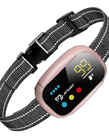 Dog Bark Collar Effective No Bark Training for Dogs of Large Medium and Small Rechargeable Anti Bark Collar for Dogs Automatic Bark Collar with 5 Adjustable Sensitivity Beep and Vibration Modes Pink