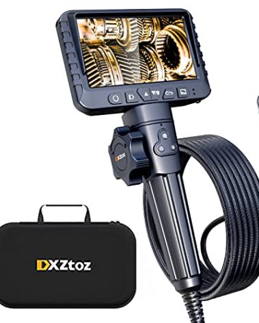 DXZtoz 10FT Articulating Borescope, Inspection Camera with 0.33in Two-Way Steering Snake Camera, Waterproof 1080P Endoscope with Light for Mechanics Electriction Wall Pipe Inspection