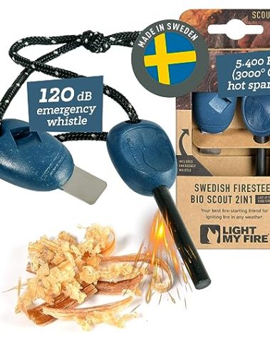 Light My Fire Flint Fire Starter Ferro Rod Survival Tool Scout Fire Steel Bushcraft Gear Flint and Steel Magnesium Fire Starter Kit 2-in-1 Fire Starters for Campfires 3,000 Strikes