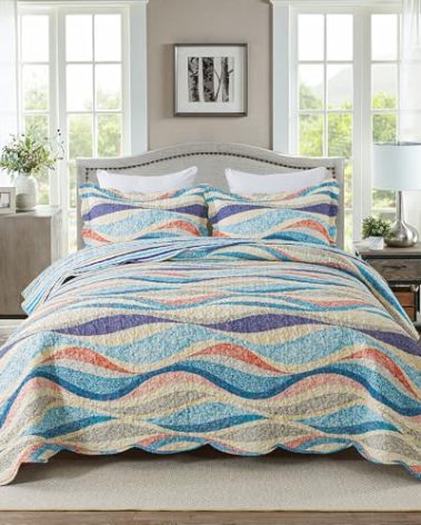 HoneiLife Coastal Quilt Sets Queen - 3 Pieces Beach Quilt Sets Ocean Bedspreads Lightweight Coverlets Nautical Bed Cover All Season Quilts
