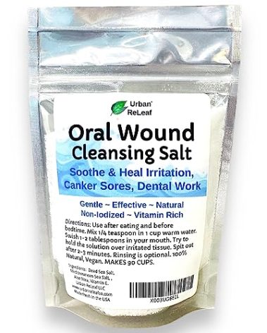 Urban ReLeaf Oral Wound Cleansing Salt 6 oz Bag! Makes 90 Cups of Solution. Soothe, Heal Irritation, Dental Work. 100% Natural, Braces, Mouth, Gum, Canker Sores, Dentures. Made in USA Fresh!