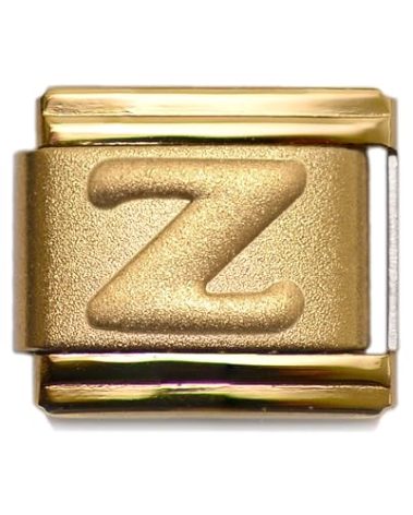Dolceoro Alphabet Z Letter Initial, 9mm Traditional Classic Type Italian Modular Charm Link - Satin *Stainless Steel
