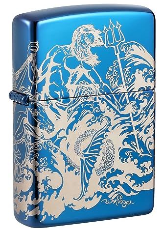 Zippo Atlantis Design High Polish Blue Pocket Lighter