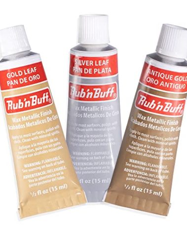 AMACO Rub n Buff Wax Metallic Finish 3 Color Kit - Antique Gold Silver Leaf and Gold Leaf 15ml Tubes - Versatile Gilding Wax for Finishing Furniture Antiquing and Restoration - 3 Rub and Buff Colors