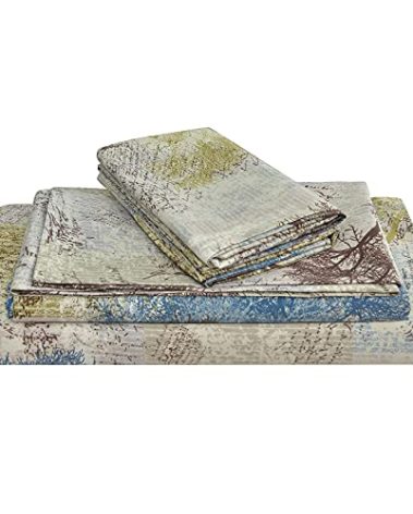 JSD Rustic Print Sheet Set King Size,4 Piece Tree Pattern Soft Microfiber Bed Sheets Extra Deep Pocket