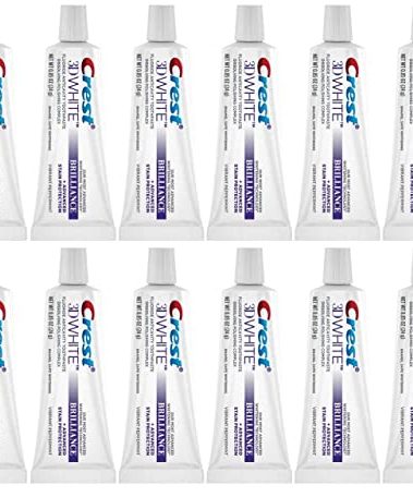 Crest 3D White Brilliance Toothpaste, Vibrant Peppermint, Travel Size, 0.85 oz (24g) - Pack of 12