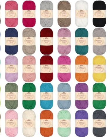 JubileeYarn Bamboo Cotton Sport Yarn - 50g/Skein - Variety Pack - 4 Skeins